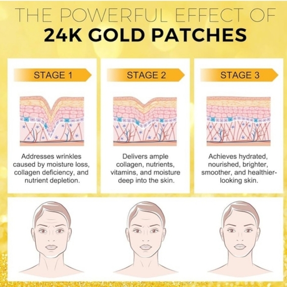 24K Gold Forehead Collagen Patches, NIB - Picture 3 of 4